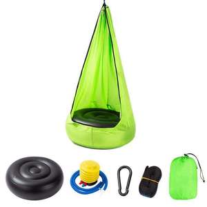Children's Hanging Chair Portable Parachute Fabric <b>Swing</b> Bed With Inflatable Cushion Indoor Outdoor Use - Product Image 5