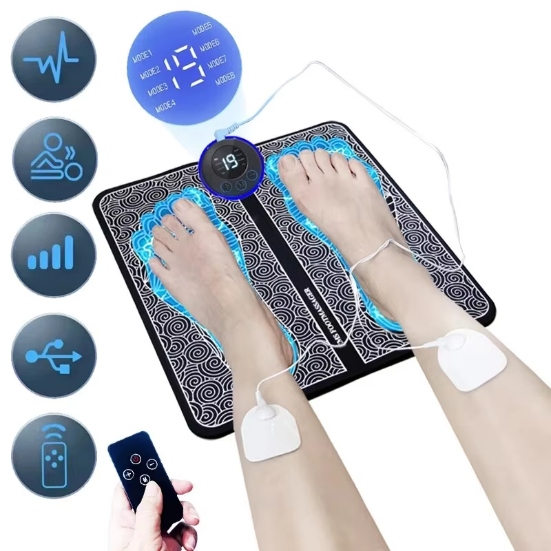 TUOYI EMS0003 Electric Foot Massager Pad - 8 Modes 19 Gears EMS TENS Pulse Massage