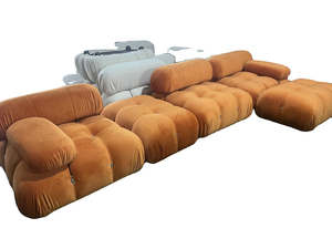 Furniture 3 Seat Mario Bellini Fabric Sectional <b>Sofa</b> With Ottoman Modular Combination Velvet L Shape <b>Brown</b> Sectional <b>Sofa</b> - Product Image 4