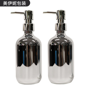 Botella plateada de 500 ml para mascotas, electrochapada, con bomba para dispensar champú, gel de ducha, loción y jabón de manos. - Product Image 4