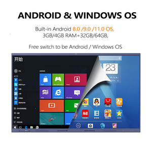 Écran interactif numérique 4K, panneau plat, système d'exploitation Android pour réunions, interface, tout nouveau tableau blanc interactif intelligent - Product Image 3