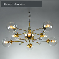 Suspension luminaire de luxe en verre et aluminium, design haricot magique, 100W, 8 ampoules LED E27, intensité variable, éclairage haute luminosité