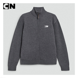 Cárdigan con Certificación GRS, Fabricante de Cárdigans, Diseño Personalizado con Logotipo, Cárdigan de Lana con Cierre para Hombre, Color Gris, Tejido de Punto, para Otoño e Invierno - Product Image 4