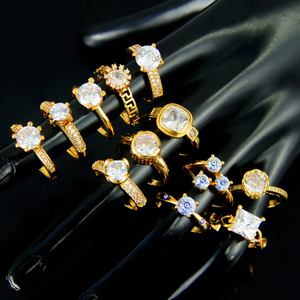 Anillos de Zirconia Chapados en Oro de 21k, Directo de Fábrica, Antideslustre, Joyería Nupcial para Mujer, Anillos para Fiesta - Product Image 2