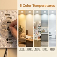 Kit de rénovation de plafonnier à LED 24W 36W AC 110-130V 5CCT sélectionnable par interrupteur DIP, magnétique, IP20, dimmable, pour usage intérieur