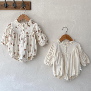 Jennybebe夏の幼児女の子プリント花ロンパーバブルスリーブドレスコットンベビー服 - Product Image 1
