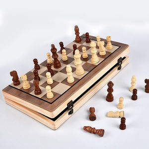 Large 15*15 Inches Wooden <strong>Chess</strong> <strong>Set</strong> with 39 Pieces Portable Folding Magnetic Travel Board Game for Promotional &amp; Business Gifts - Product Image 4