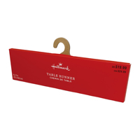 Custom Foldable Cardboard Box With Paper Hanger Hook Retail Hanging Display Paper Box for Table Runner Textile Packaging