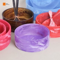Conjunto de Tigelas para Salada Polidas em Poliresina Roxo Redemoinho Âmbar Ecológico, Prato de Frutas para Servir na Cozinha, Luxuoso Minimalista para Festas