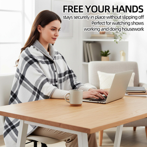Manta Poncho Ponchó de Polonia, Gris a Cuadros, Forro Sherpa, Tipo Chal, Manos Libres, Acogedora para Invierno, Envío Rápido desde la UE - Product Image 3