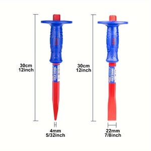 SALI 250*16mm Flat <strong>Point</strong> <strong>Stone</strong> Masonry <strong>Cold</strong> <strong>Chisel</strong> with Protect Rubber Handle - Product Image 2