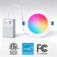 Spot LED encastré intelligent RGBCW de 4 pouces, 16 millions de couleurs, intensité variable, avec boîtier de jonction, compatible Alexa Google Home, certifié ETL