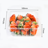 Boîte d'emballage en plastique transparente pour fruits frais, framboises, bleuets, fraises, conteneur en PET jetable de 2 lb