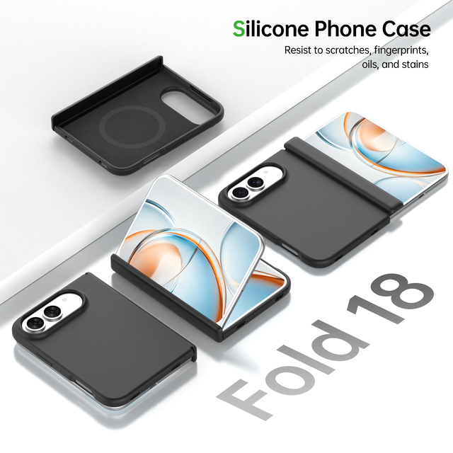 New Model Shockproof Soft Liquid Silicone Pure Flip-top Folding Phone case for iPhone 18 Fold
