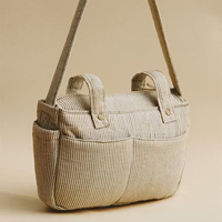 Großhandel Baumwolle Kinderwagen-Organizer-Tasche Gestreifter Windel-Caddy mit Schultergurt Mehrfach-Taschen Mama-Aufbewahrungstasche