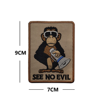 TÁCTICO TRUNK MONKEY 100% bordado cabeza de mono See No Evil hombro chaqueta bolso sombrero DIY coser hombro apliques para bolso sombrero