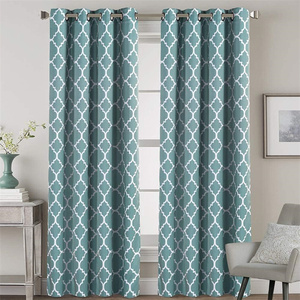 Rideaux occultants rideaux de fenêtre à œillets isolés thermiquement draperies imprimées marocaines géométriques pour salon chambre - Product Image 1