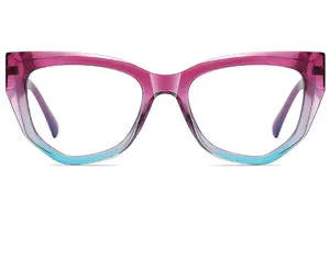 QSKY Eyewear New Trendy Spectacle Custom Optical Thick Frame Clear Cat Eye Anti Blue Blocking Glasses Frame Eyeglass