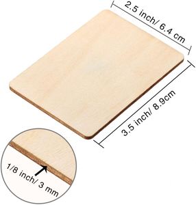 แผ่นไม้สี่เหลี่ยมเปล่าสำหรับงานฝีมือ DIY ตกแต่งบ้าน ตัดด้วยเลเซอร์ มุมโค้งมน ไม่ผ่านการตกแต่ง - Product Image 2
