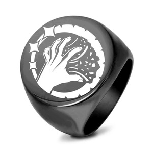 Anillo Grab The Sky de 22 mm con Diseño Geométrico Grabado con Láser, Joyería de Moda Unisex, Regalo, Acero, Dorado, Negro - Product Image 5