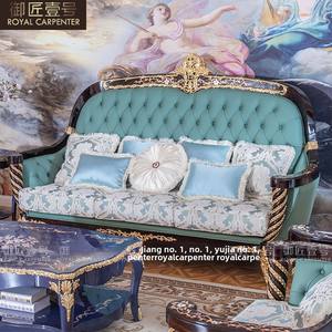 Canapé en tissu de style européen avec bois massif français sculpté en cuir Design moderne Grand salon familial Meubles Palais <span class=keywords><strong>royal</strong></span> - Product Image 2