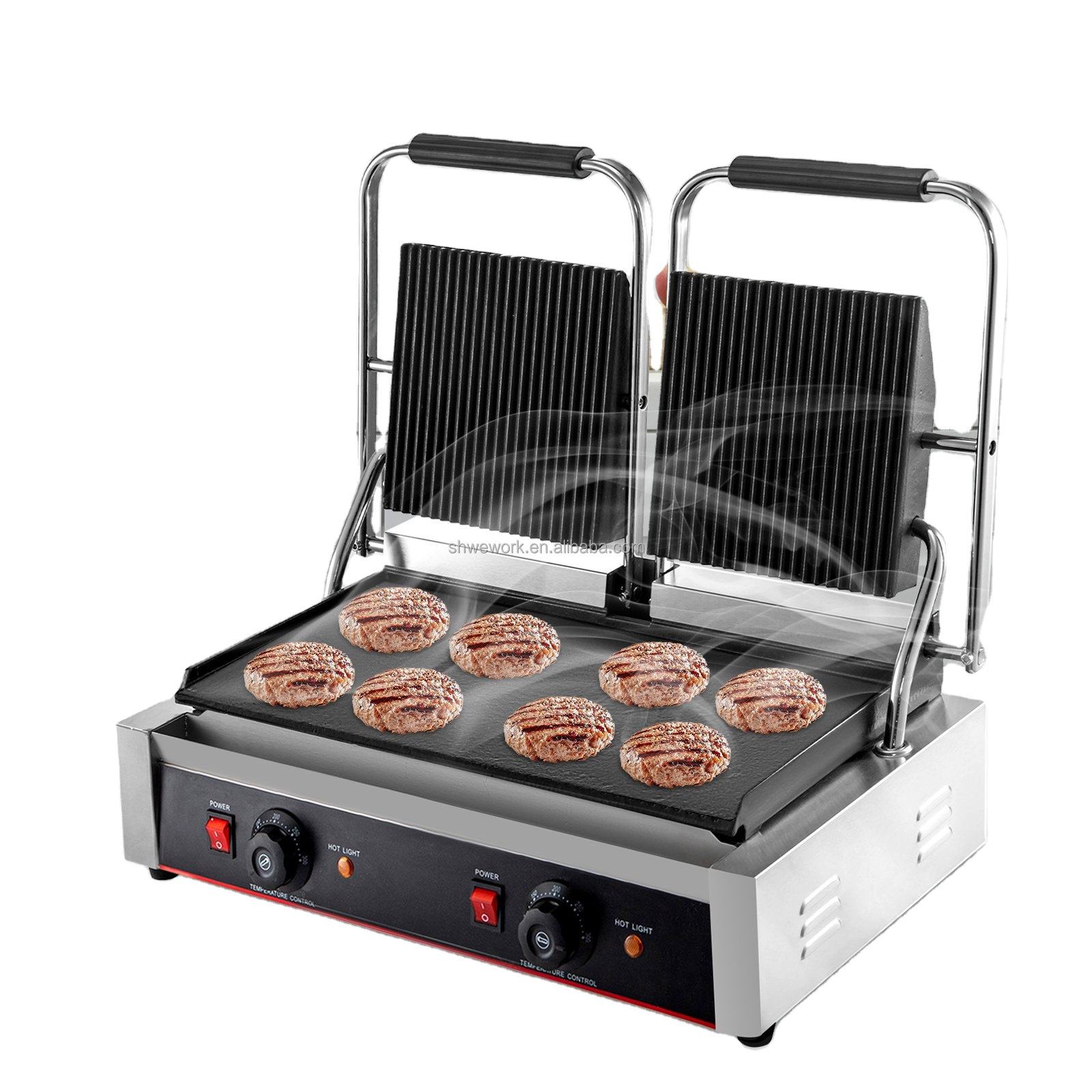 Commercial Sandwich Panini Press Grill 2x1800w Power