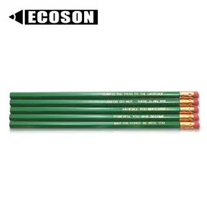 Grafit HB kalem seti özel altın damgalama dilbilgisi kalemler altıgen özelleştirilmiş yeşil kalemler yeşil promosyon