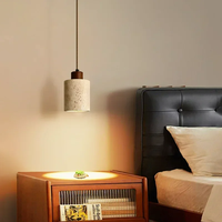 Lampe suspendue cylindrique en pierre naturelle, kit d'éclairage en bois de noyer, lampe suspendue rétro, éclairage suspendu nordique pour îlot de cuisine