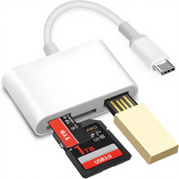 Lecteur de carte SD/USB-C haute vitesse avec port USB 2.0 pour iPhone 15/16/17, iPad, Mac, Samsung et appareils Android Type-C
