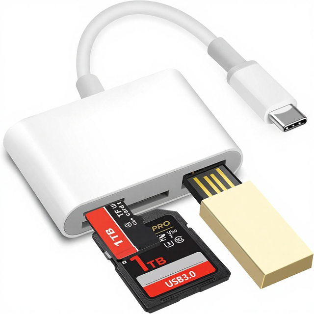 High-Speed USB-C SD/ Card Reader USB 2.0 Port for iPhone 15/16/17 iPad Mac Samsung for Android Devices Type-C Camera