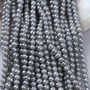 Chaîne de perles d'eau douce blanches naturelles, environ 6-7 mm, perles d'œuf perforées, perles semi-finies en vrac pour la vente en gros, Zhuji - Product Image 5