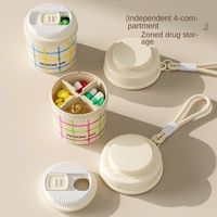 Boîte à pilules rotative à 4 compartiments en ABS, étanche à l'humidité, design minimaliste moderne, mini étui de voyage pour comprimés, médicaments, compléments alimentaires
