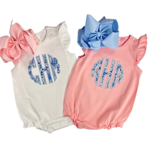 Flutter Sleeve pink Striped Cotton Newborn Baby Rompers Monogrammed Toddler Girl Summer Sunsuit Infant Baby <strong>Coming</strong> <strong>Home</strong> <strong>Outfit</strong> - Product Image 2