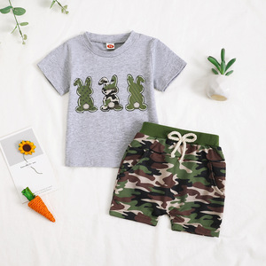 Set di 2 pezzi <span class=keywords><strong>per</strong></span> <span class=keywords><strong>neonati</strong></span> e bambini piccoli, magliette mimetiche, top e pantaloncini, completo pasquale <span class=keywords><strong>per</strong></span> neonato - Product Image 3