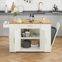 Fábrica al por mayor Gran Isla de cocina rodante con gabinete de almacenamiento de cubo de basura