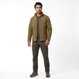 Men Outdoor Windproof <b>Waterproof</b> Hooded Full Zip Softshell Canvas <b>Jacket</b> Stand Linen Lining Vintage Style for Sale Wholesale - Product Image 1