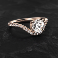 Bague de mariage solitaire pavée à tige fendue avec diamant de laboratoire taille ronde 2 carats en or massif 10K/14K/18K certifié IGI clarté VVS CVD/HPHT