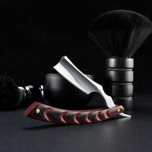 Nuevo diseño de alta calidad <span class=keywords><strong>Barberia</strong></span> mango plegable clásico para hombres barba corte afeitado maquinilla de afeitar recta negra Barbero maquinilla de afeitar - Product Image 3