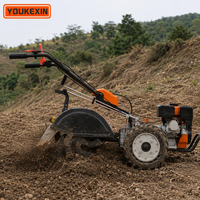 Mesin Pengolah Tanah Mini Berbahan Bakar Bensin YKX Brand 4WD Rear Tine Power Tiller untuk Kebun Sayuran, Pertanian, dan Penggemburan Tanah