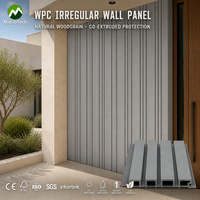 Panel Cladding Eksterior WPC Abu-abu Perak - Gaya Prancis/Eropa Modern Desain Bergaris/3D Koekstrusi untuk Komersial Luar Ruangan