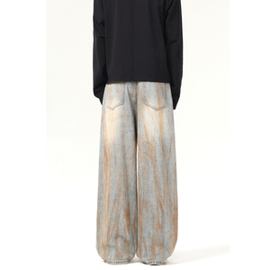 American Retro Wasteland <span class=keywords><strong>da</strong></span> <span class=keywords><strong>uomo</strong></span> t-Dye Jeans larghi <span class=keywords><strong>pantaloni</strong></span> larghi con zampa larga <span class=keywords><strong>pantaloni</strong></span> stile tempo libero di alta qualità - Product Image 3