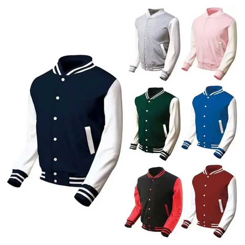 No MOQ Cheap wholesale blank varsity jackets Winter 100%Cotton Unisex varsity jacket custom