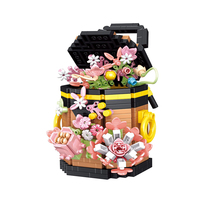 Panier de fleurs pour filles, ornement de rose, modèle de bouquet, assemblage de briques nano, cadeau, ensembles de blocs de construction éducatifs pour enfants, jouets pour enfants
