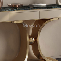 Meubles de maison salon table de couloir à armature en acier inoxydable dorée de luxe table console moderne en marbre