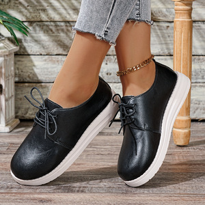 New Lace-Up Thick Sole Casual Sneakers for <b>Women</b> Plus Size Retro Round Toe Sport Shoes - Product Image 2