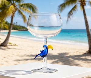 Copa de Vino Transparente 3D con Diseño de Loro Azul, Hecha a Mano y Personalizada al por Mayor, para Decoración de Bar en Casa - Product Image 4