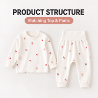 Ensemble pyjama bébé 100% coton, haut à manches longues, pantalon taille haute, imprimé lapin et oiseau, doux, respirant, unisexe, vente en gros OEM