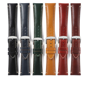 Bracelet de montre en cuir <span class=keywords><strong>Cordovan</strong></span> japonais de luxe à dégagement rapide 18 mm, vintage, en cuir véritable effilé, 20x16 mm - Product Image 5