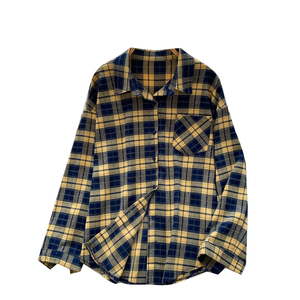 Kadınlar için Vintage Ekose Uzun Kollu Gömlekler Sonbahar Günlük Gevşek Düğmeli Bluz - Product Image 5