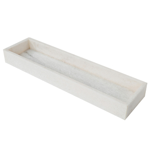 Plateau de service rectangulaire en marbre naturel de luxe, design Art Déco, taille personnalisable, blanc, décoration intérieure, plateau de salle de bain - Product Image 5